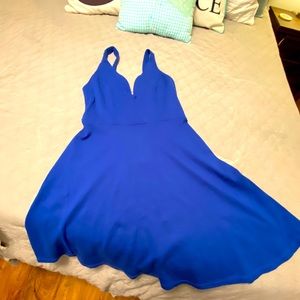 Deep Vneck Royal blue mini dress.